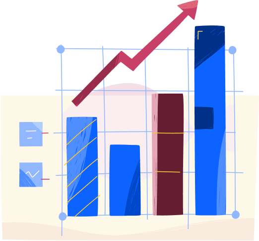 Collection and Use of Data to Drive Action icon. A data graph with an arrow above it that it pointed up.