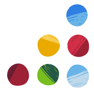 Six dots representing the six levers of the Health Equity Roadmap: culturally appropriate patient care, equitable and inclusive organizational policies, collection and use of data to drive action, diverse representation in leadership and governance, community collaboration for solutions, and systemic and shared accountability.